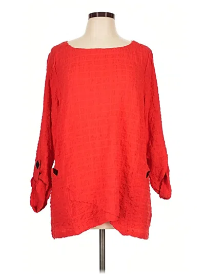 Pre-owned Ali Miles 3/4 Sleeve Blouse In Red
