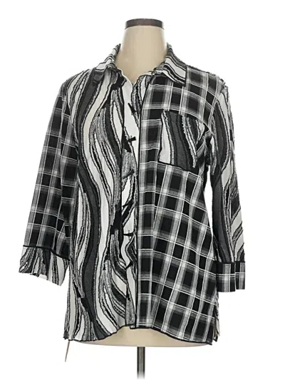 Pre-owned Ali Miles 3/4 Sleeve Blouse In Silver