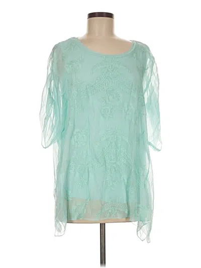 Pre-owned Ali Miles 3/4 Sleeve Blouse In Teal