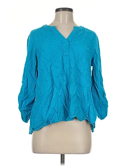 Pre-owned Ali Miles 3/4 Sleeve Blouse In Teal