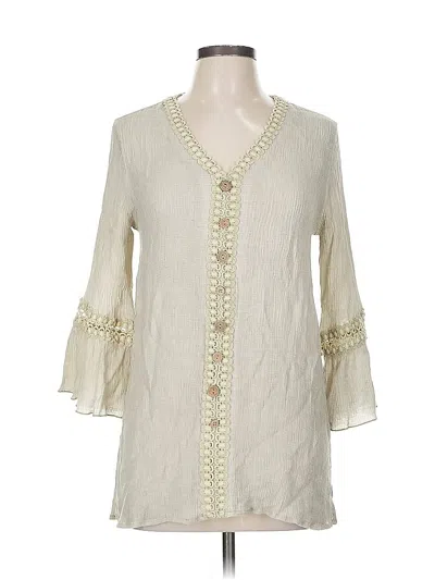 Pre-owned Ali Miles 3/4 Sleeve Blouse In White