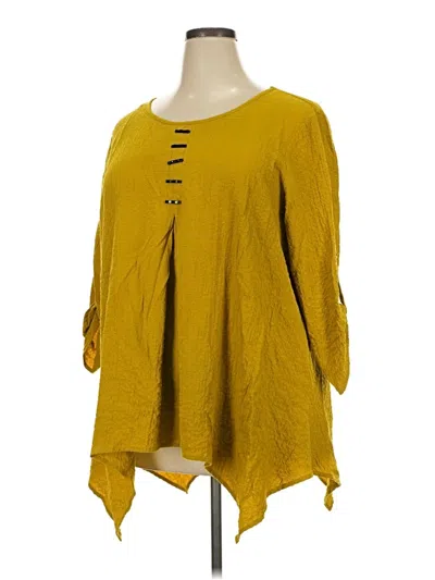 Pre-owned Ali Miles 3/4 Sleeve Blouse In Yellow