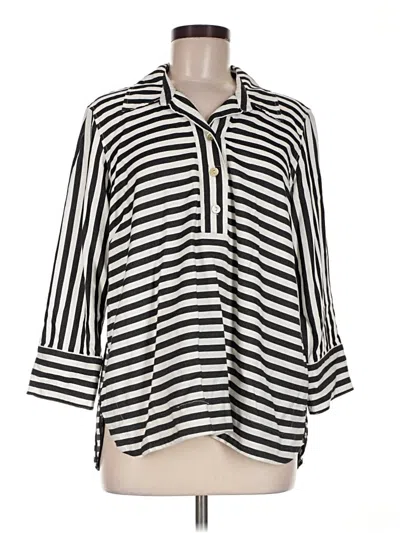 Pre-owned Ali Miles 3/4 Sleeve Button Down Shirt In Black