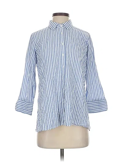 Pre-owned Ali Miles 3/4 Sleeve Button Down Shirt In Blue