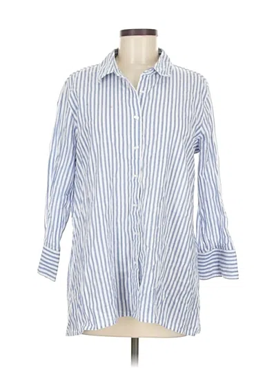 Pre-owned Ali Miles 3/4 Sleeve Button Down Shirt In Blue