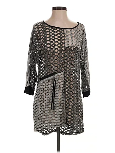 Pre-owned Ali Miles 3/4 Sleeve Top Black Square Neckline Tops