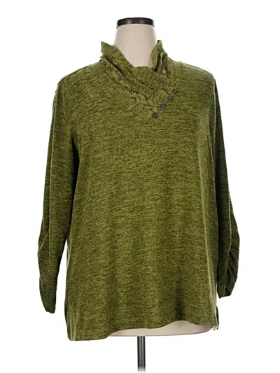 Pre-owned Ali Miles 3/4 Sleeve Top Green Cowl Neck Tops
