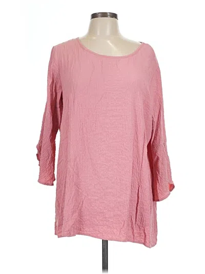 Pre-owned Ali Miles 3/4 Sleeve Top Pink Boatneck Tops