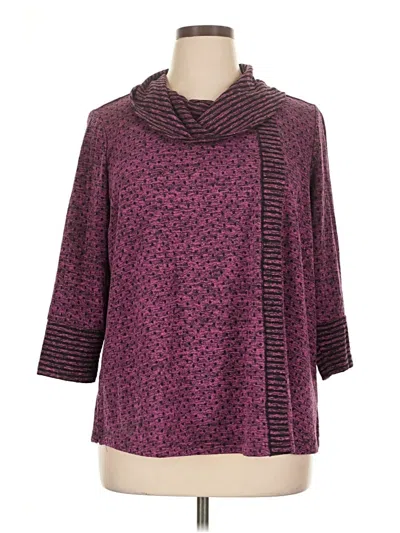 Pre-owned Ali Miles 3/4 Sleeve Top Purple Cowl Neck Tops