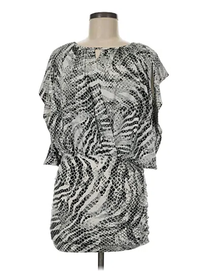Pre-owned Ali Miles 3/4 Sleeve Top Silver Cold Shoulder Neckline Tops