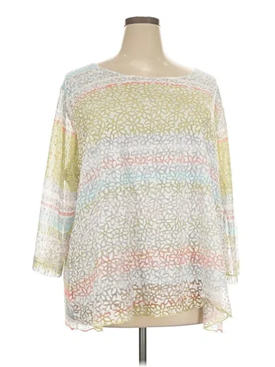 Pre-owned Ali Miles 3/4 Sleeve Top White Boatneck Tops