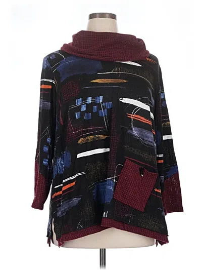 Pre-owned Ali Miles 3/4 Sleeve Turtleneck In Burgundy