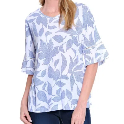 Ali Miles Linen Knit Pullover With Elbow Sleeves In Nvyflr In Multi