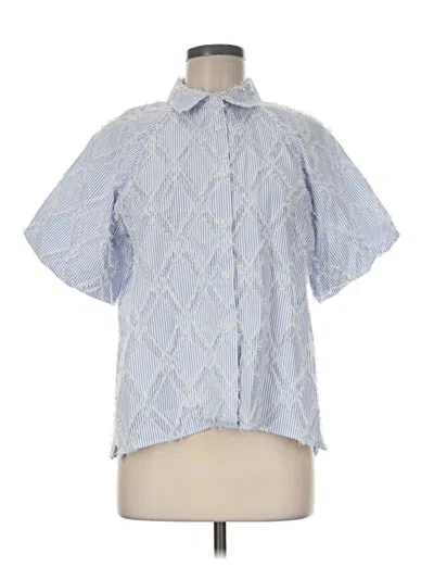 Pre-owned Ali Miles Short Sleeve Blouse In Blue