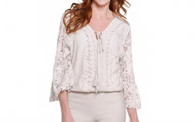 Ali Miles Woven Lace Pop-over Tunic In Beige In White
