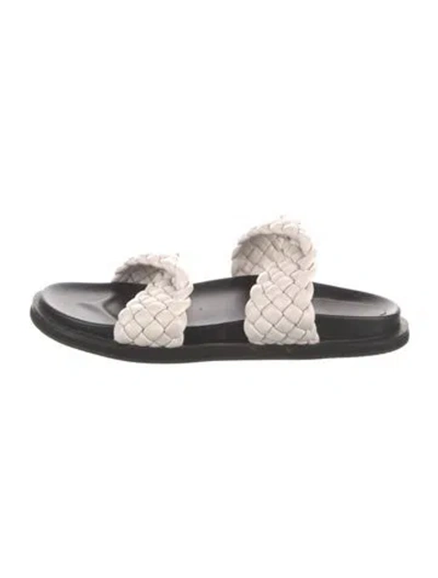 Pre-owned Alias Mae Leather Braided Accents Slides In Black