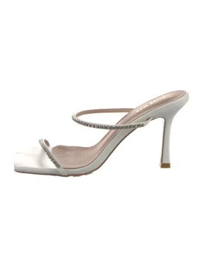 Pre-owned Alias Mae Leather Crystal Embellishments Slides In White