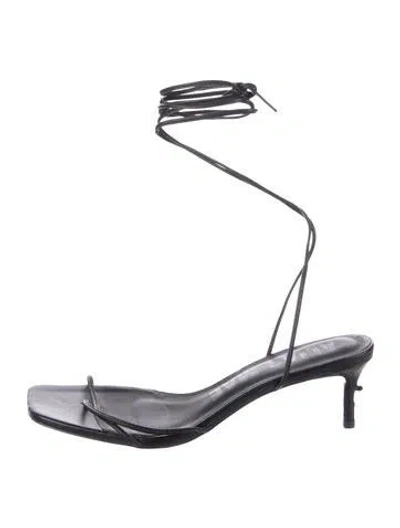 Pre-owned Alias Mae Leather Gladiator Sandals In Black