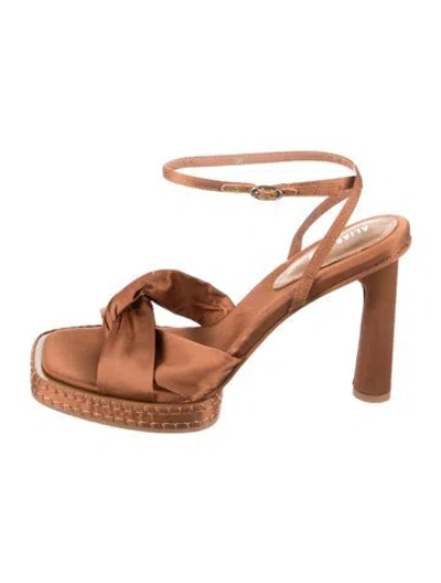 Pre-owned Alias Mae Satin Slingback Sandals In Brown