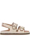 Alibi Buckle-embellished Flat Sandals In Neutral