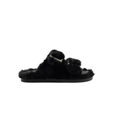 Alibi "greta" Eco Fur Slippers In Black