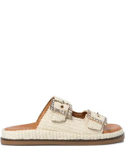 Alibi Gretta Raffia Sandals In White