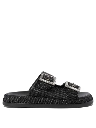 ALIBI ALIBI RAFFIA BLACK SANDALS