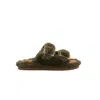 Alibi Greta Double-buckle Eco-fur Slippers In Green