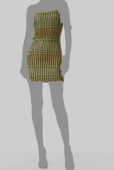 Pre-owned Alice And Olivia $895 Alice + Olivia Women's Green Fifi Embellished Bodycon Mini Dress Size 0