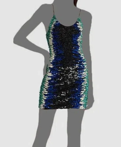 Pre-owned Alice And Olivia $995 Alice + Olivia Women's Green Scoop Neck Sequin Body-con Mini Dress Size 10