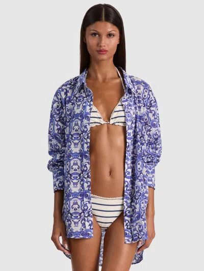 Alice And Olivia A+o X Coniglio Palm Beach Button Down In Multi