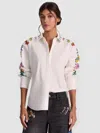 Alice And Olivia A+o X Grateful Dead Dimitra Button Down In White