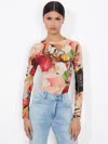 Alice And Olivia X Kelly Dabbah Delaina Mesh Long-sleeve Top In Thrive