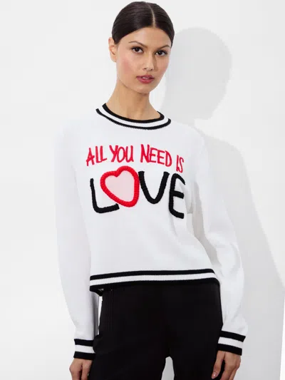 Alice And Olivia X The Beatles Rorie Wool-blend Pullover In White