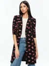 Alice And Olivia A+o X Tom Wesselmann Bret Long Blazer In Lip Sync Black