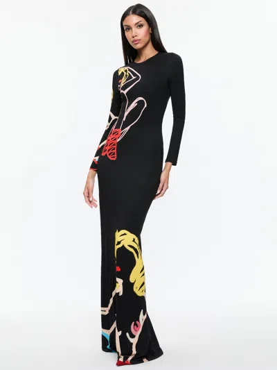 Alice And Olivia A+o X Tom Wesselmann Delora Open Back Maxi Dress In Natural Beauty