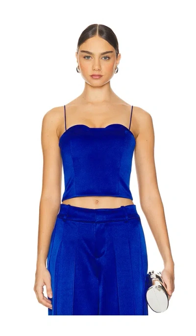 Alice And Olivia Ada Bustier Cropped Top In 靛蓝