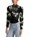 Alice And Olivia Addison Embroidered Cropped Jacket In Green