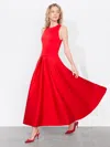 Alice And Olivia Adley Drop Waist Midi Dress In Bright Ruby