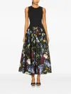 Alice And Olivia Adley Sleeveless Drop Waist Flare Midi Dress In Black