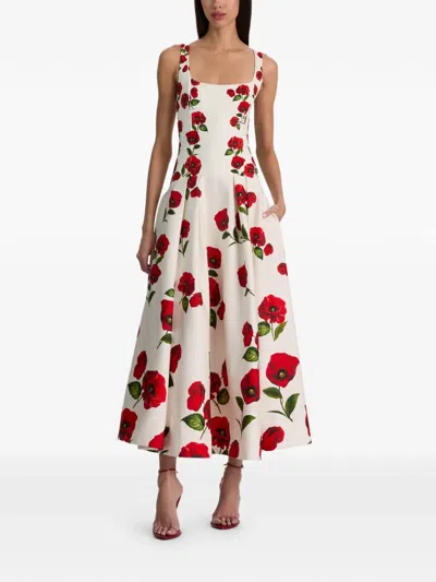 Alice And Olivia Adley Floral-print Pleated Dress In Multi