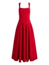 Alice And Olivia Adley Pleated Midi Dress In Red