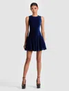 Alice And Olivia Adley Flare Mini Dress Dark Midnight Blue In Blue