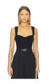 Alice And Olivia Adrianna Knit Textured Corset In Black