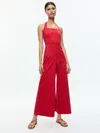 Alice And Olivia Aida Cropped Halter Jumpsuit In Symmetry Red Apple
