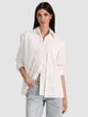 Alice And Olivia Aimee Double Layer Button Down In Off White