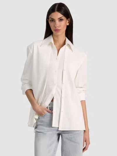 Alice And Olivia Aimee Double Layer Button Down In Off White