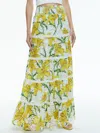 Alice And Olivia Aisha Tiered Floral-print Broderie Anglaise Cotton Maxi Skirt In Stargazer Multi Lg