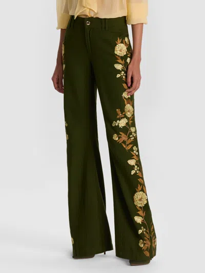 Alice And Olivia Akers Embroidered Pant In Multi