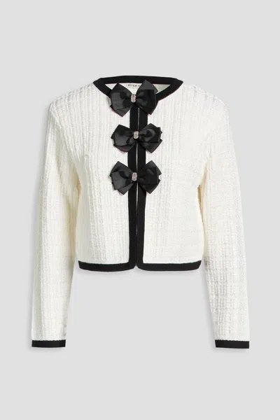 Alice And Olivia Alira Bow Cardigan In Soft White & Black